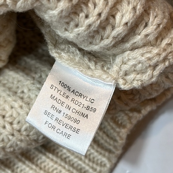 V-Chic cream chunky knit v neck button front cropped boxy sweater acrylic L new - Picture 12 of 16